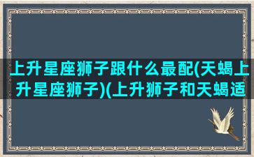 上升星座狮子跟什么最配(天蝎上升星座狮子)(上升狮子和天蝎适合吗)