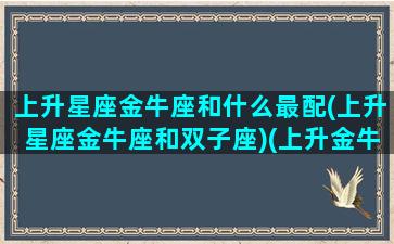 上升星座金牛座和什么最配(上升星座金牛座和双子座)(上升金牛和哪个上升星座配)