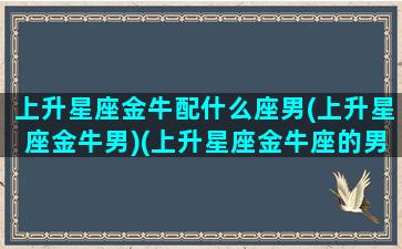 上升星座金牛配什么座男(上升星座金牛男)(上升星座金牛座的男生配对)