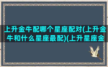 上升金牛配哪个星座配对(上升金牛和什么星座最配)(上升星座金牛座女配对)