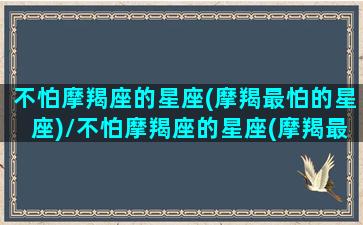 不怕摩羯座的星座(摩羯最怕的星座)/不怕摩羯座的星座(摩羯最怕的星座)-我的网站