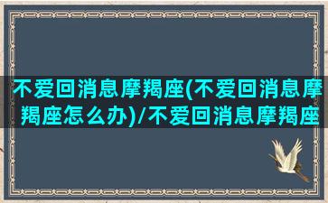 不爱回消息摩羯座(不爱回消息摩羯座怎么办)/不爱回消息摩羯座(不爱回消息摩羯座怎么办)-我的网站