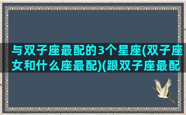 与双子座最配的3个星座(双子座女和什么座最配)(跟双子座最配的星座女)