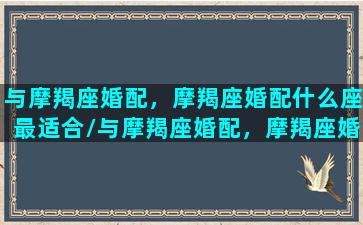 与摩羯座婚配，摩羯座婚配什么座最适合/与摩羯座婚配，摩羯座婚配什么座最适合-我的网站