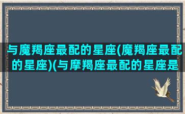 与魔羯座最配的星座(魔羯座最配的星座)(与摩羯座最配的星座是什么)