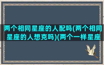 两个相同星座的人配吗(两个相同星座的人想克吗)(两个一样星座的人)