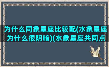 为什么同象星座比较配(水象星座为什么很阴暗)(水象星座共同点)