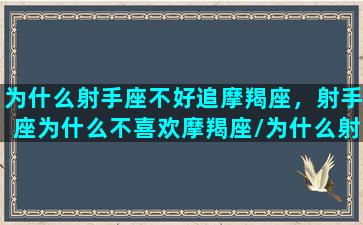 为什么射手座不好追摩羯座，射手座为什么不喜欢摩羯座/为什么射手座不好追摩羯座，射手座为什么不喜欢摩羯座-我的网站