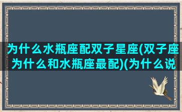 为什么水瓶座配双子星座(双子座为什么和水瓶座最配)(为什么说双子座和水瓶座般配)