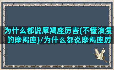 为什么都说摩羯座厉害(不懂浪漫的摩羯座)/为什么都说摩羯座厉害(不懂浪漫的摩羯座)-我的网站