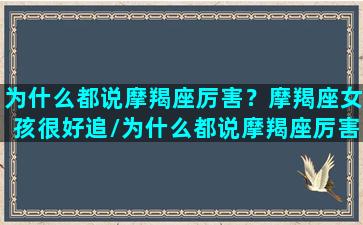 为什么都说摩羯座厉害？摩羯座女孩很好追/为什么都说摩羯座厉害？摩羯座女孩很好追-我的网站