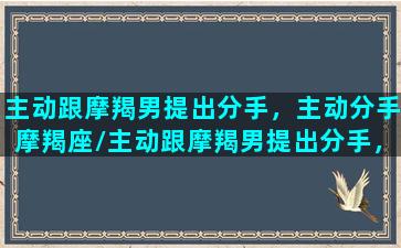 主动跟摩羯男提出分手，主动分手摩羯座/主动跟摩羯男提出分手，主动分手摩羯座-我的网站