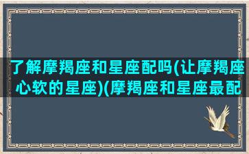 了解摩羯座和星座配吗(让摩羯座心软的星座)(摩羯座和星座最配)