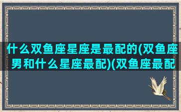 什么双鱼座星座是最配的(双鱼座男和什么星座最配)(双鱼座最配的男生是什么星座)