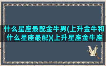 什么星座最配金牛男(上升金牛和什么星座最配)(上升星座金牛座的男生配对)