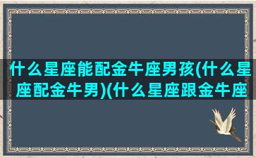 什么星座能配金牛座男孩(什么星座配金牛男)(什么星座跟金牛座男最配)