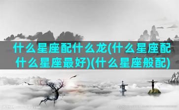 什么星座配什么龙(什么星座配什么星座最好)(什么星座般配)