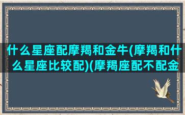 什么星座配摩羯和金牛(摩羯和什么星座比较配)(摩羯座配不配金牛座)