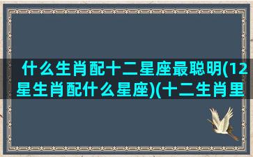 什么生肖配十二星座最聪明(12星生肖配什么星座)(十二生肖里面哪个星座最聪明)