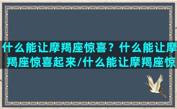 什么能让摩羯座惊喜？什么能让摩羯座惊喜起来/什么能让摩羯座惊喜？什么能让摩羯座惊喜起来-我的网站