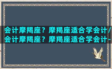 会计摩羯座？摩羯座适合学会计/会计摩羯座？摩羯座适合学会计-我的网站