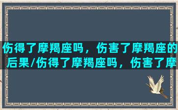 伤得了摩羯座吗，伤害了摩羯座的后果/伤得了摩羯座吗，伤害了摩羯座的后果-我的网站