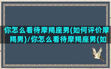 你怎么看待摩羯座男(如何评价摩羯男)/你怎么看待摩羯座男(如何评价摩羯男)-我的网站