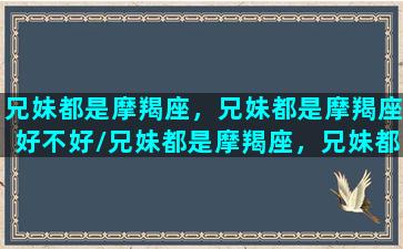 兄妹都是摩羯座，兄妹都是摩羯座好不好/兄妹都是摩羯座，兄妹都是摩羯座好不好-我的网站