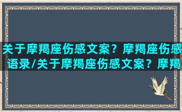 关于摩羯座伤感文案？摩羯座伤感语录/关于摩羯座伤感文案？摩羯座伤感语录-我的网站