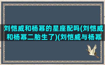 刘恺威和杨幂的星座配吗(刘恺威和杨幂二胎生了)(刘恺威与杨幂相差多少岁)