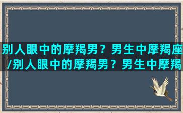 别人眼中的摩羯男？男生中摩羯座/别人眼中的摩羯男？男生中摩羯座-我的网站