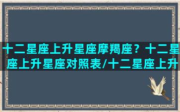 十二星座上升星座摩羯座？十二星座上升星座对照表/十二星座上升星座摩羯座？十二星座上升星座对照表-我的网站