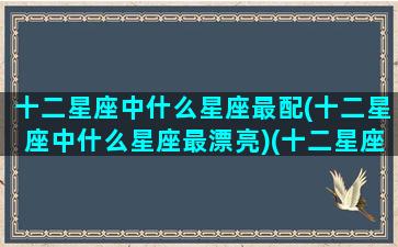 十二星座中什么星座最配(十二星座中什么星座最漂亮)(十二星座最配的星座是什么)