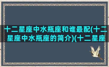 十二星座中水瓶座和谁最配(十二星座中水瓶座的简介)(十二星座与水瓶座配对排名)