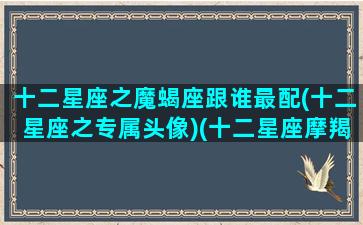 十二星座之魔蝎座跟谁最配(十二星座之专属头像)(十二星座摩羯配对)