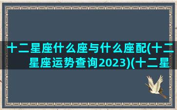 十二星座什么座与什么座配(十二星座运势查询2023)(十二星座与什么星座最配)