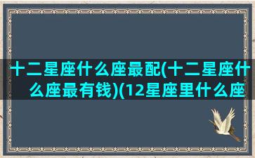十二星座什么座最配(十二星座什么座最有钱)(12星座里什么座和什么座最配)