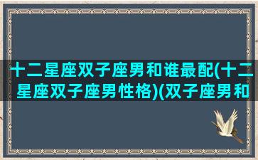 十二星座双子座男和谁最配(十二星座双子座男性格)(双子座男和什么星座最配对指数)