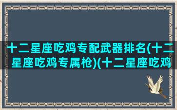 十二星座吃鸡专配武器排名(十二星座吃鸡专属枪)(十二星座吃鸡专属枪械)