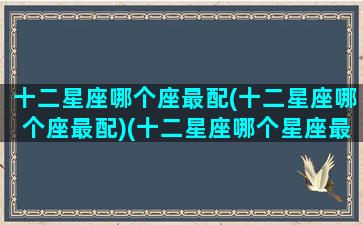十二星座哪个座最配(十二星座哪个座最配)(十二星座哪个星座最般配)
