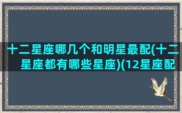 十二星座哪几个和明星最配(十二星座都有哪些星座)(12星座配对明星)