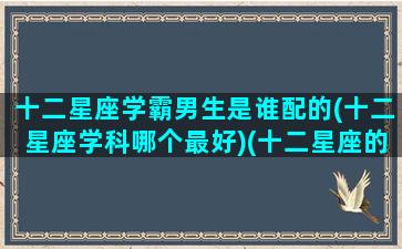 十二星座学霸男生是谁配的(十二星座学科哪个最好)(十二星座的学霸男神)