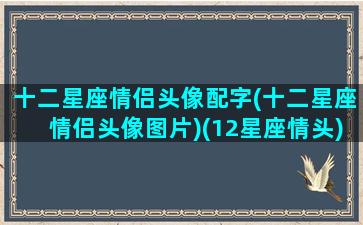 十二星座情侣头像配字(十二星座情侣头像图片)(12星座情头)