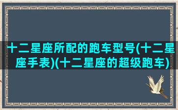 十二星座所配的跑车型号(十二星座手表)(十二星座的超级跑车)