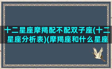 十二星座摩羯配不配双子座(十二星座分析表)(摩羯座和什么星座最不般配)