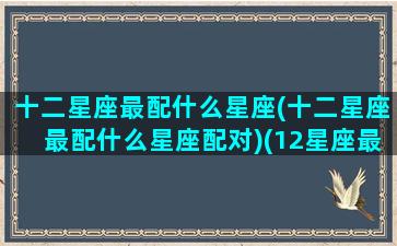 十二星座最配什么星座(十二星座最配什么星座配对)(12星座最配的星座)