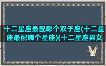十二星座最配哪个双子座(十二星座最配哪个星座)(十二星座男女最佳配对双子)