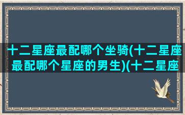 十二星座最配哪个坐骑(十二星座最配哪个星座的男生)(十二星座最配的动物)