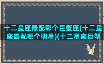 十二星座最配哪个巨蟹座(十二星座最配哪个明星)(十二星座巨蟹座的配对星座是什么)
