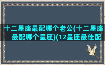 十二星座最配哪个老公(十二星座最配哪个星座)(12星座最佳配偶)